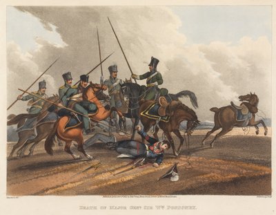 Tod von Generalmajor Sir William Ponsonby, graviert von M. Dubourg, 1819 (kolorierte Aquatinta) von Franz Joseph Manskirch